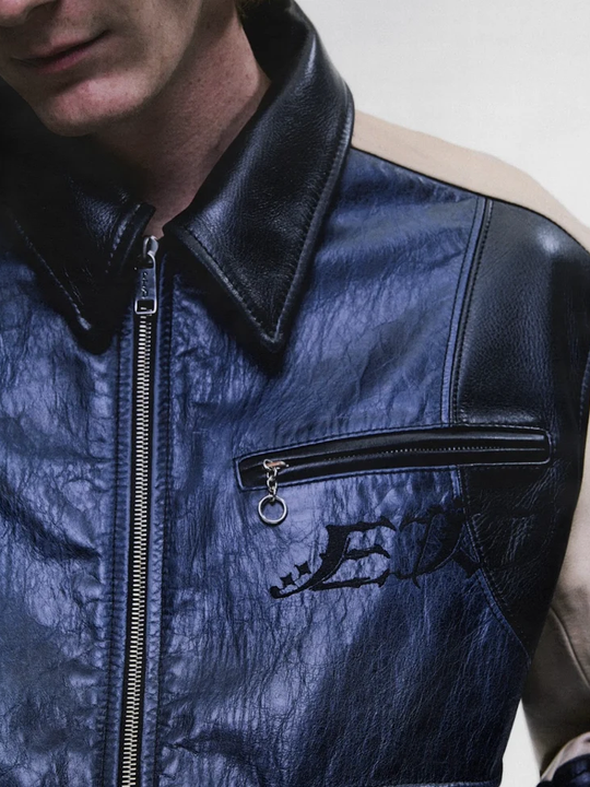 Navy jacket worn by a person, showing the jacket fit