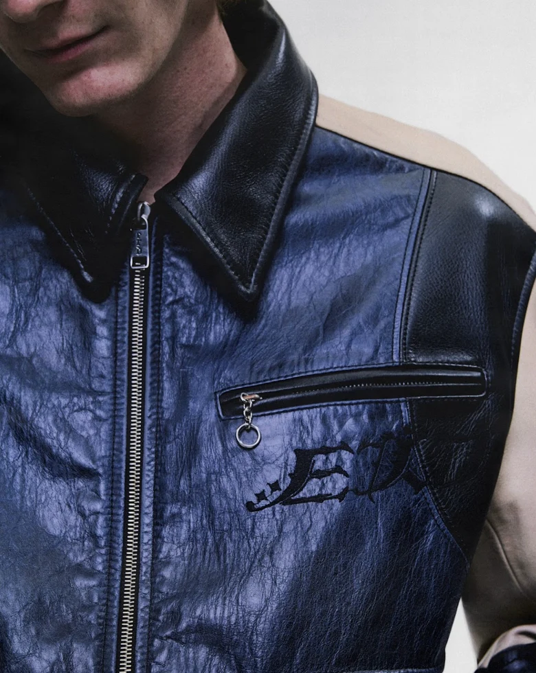 Navy jacket worn by a person, showing the jacket fit