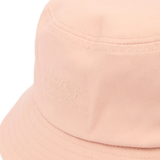 Close up of pink hat, showing texture of the Cotton fabric