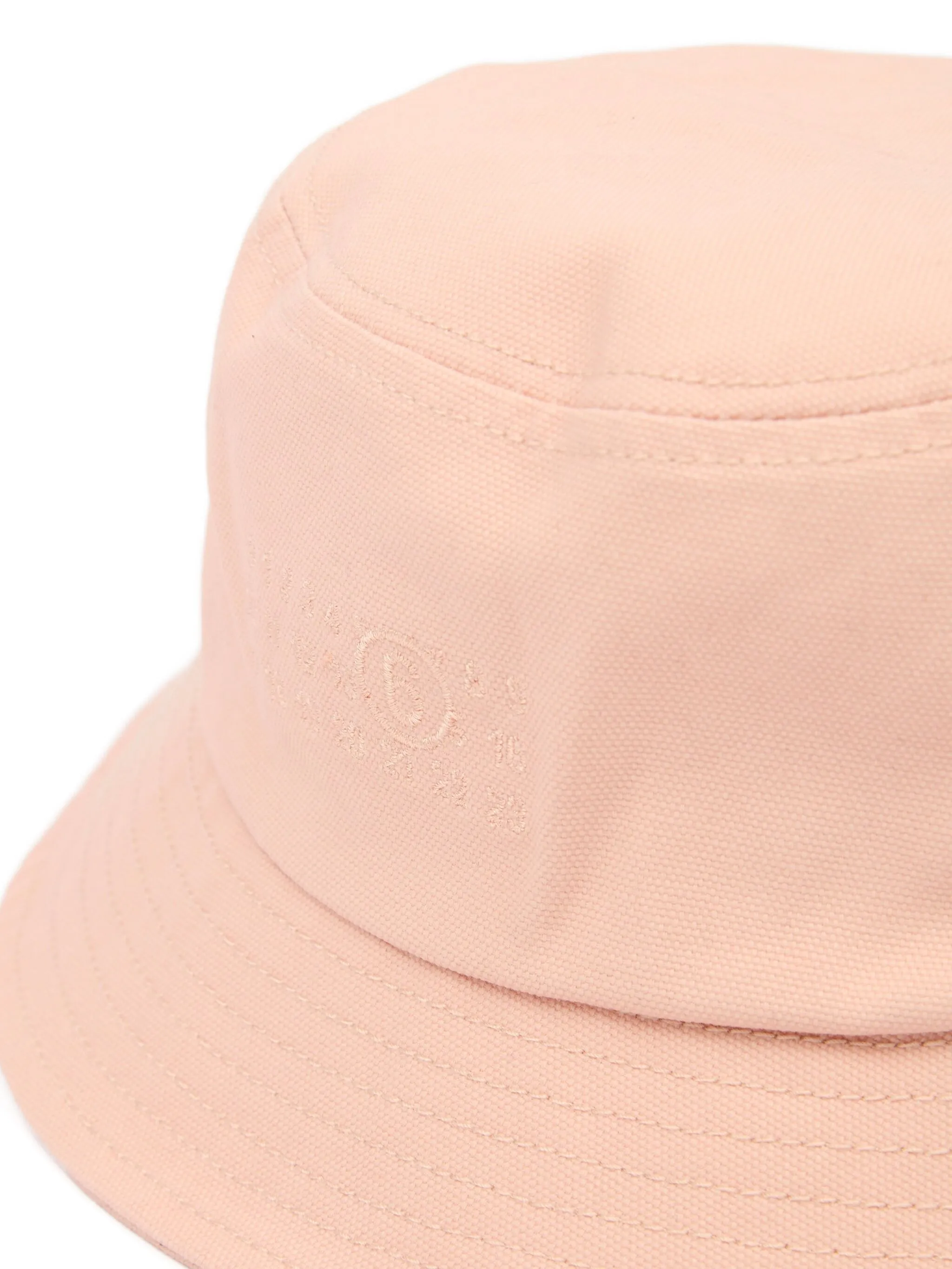Close up of pink hat, showing texture of the Cotton fabric
