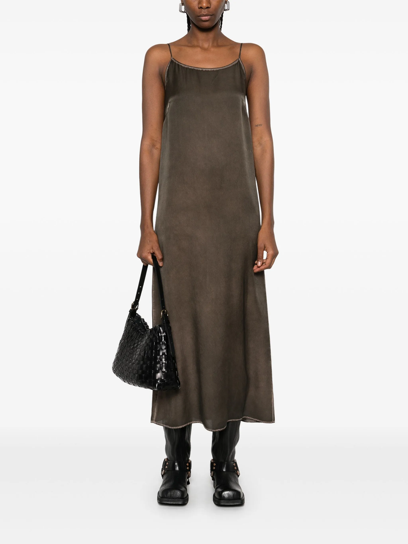 Brown camisole dress, full body view