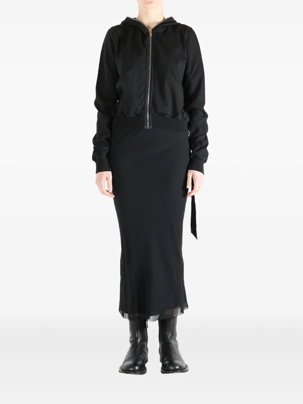 Balck sweats-hoodies, full body view