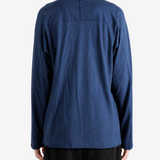 Navy top, full body view