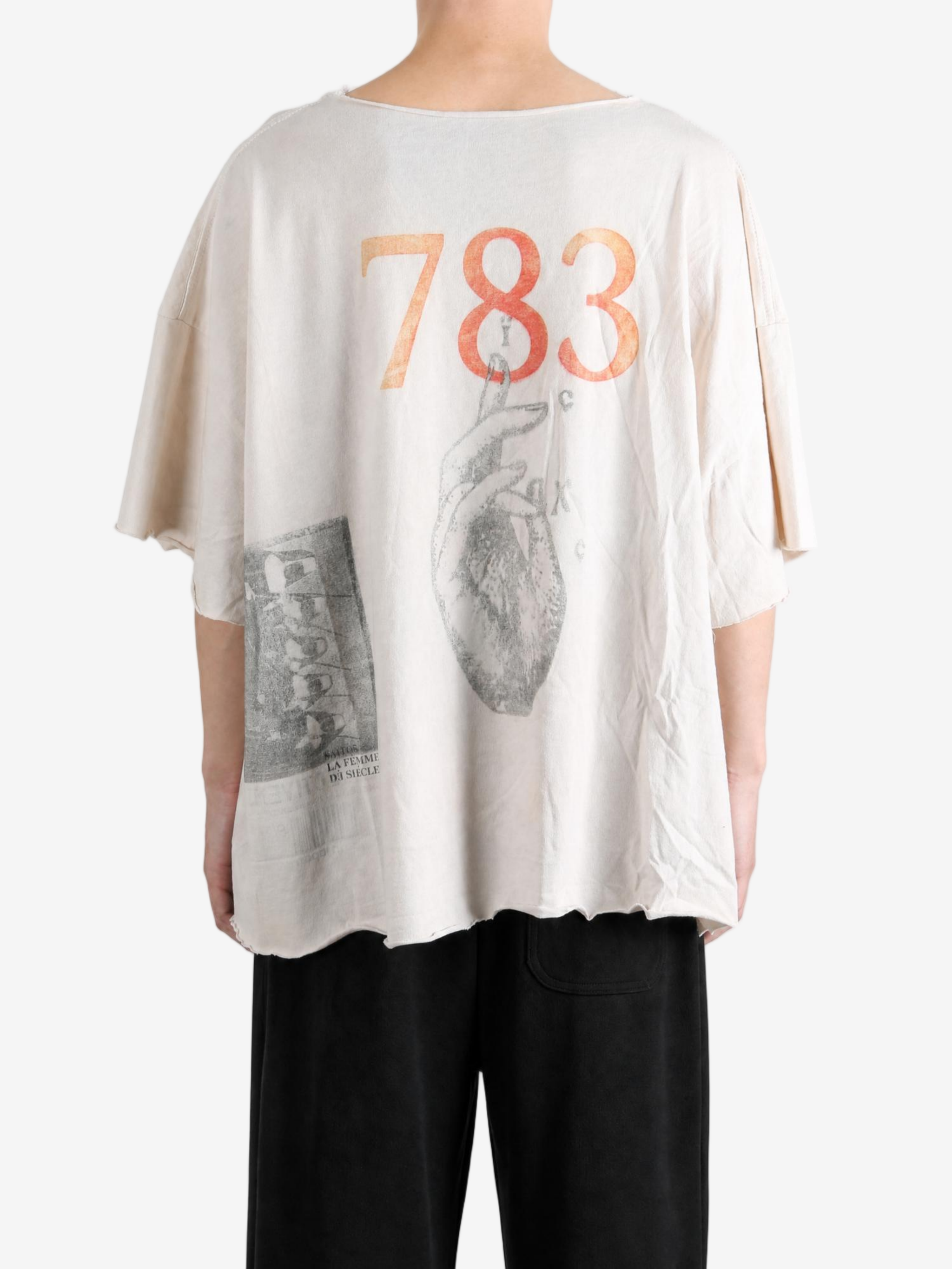 Tan t-shirt, full body view