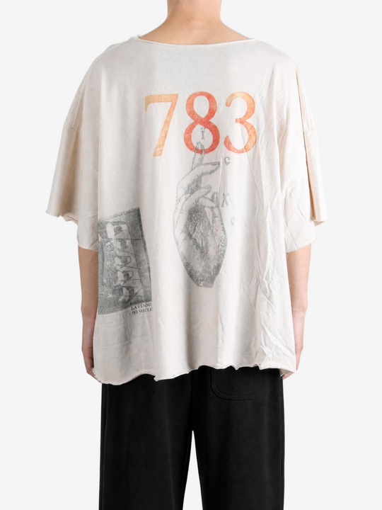 Tan t-shirt, full body view