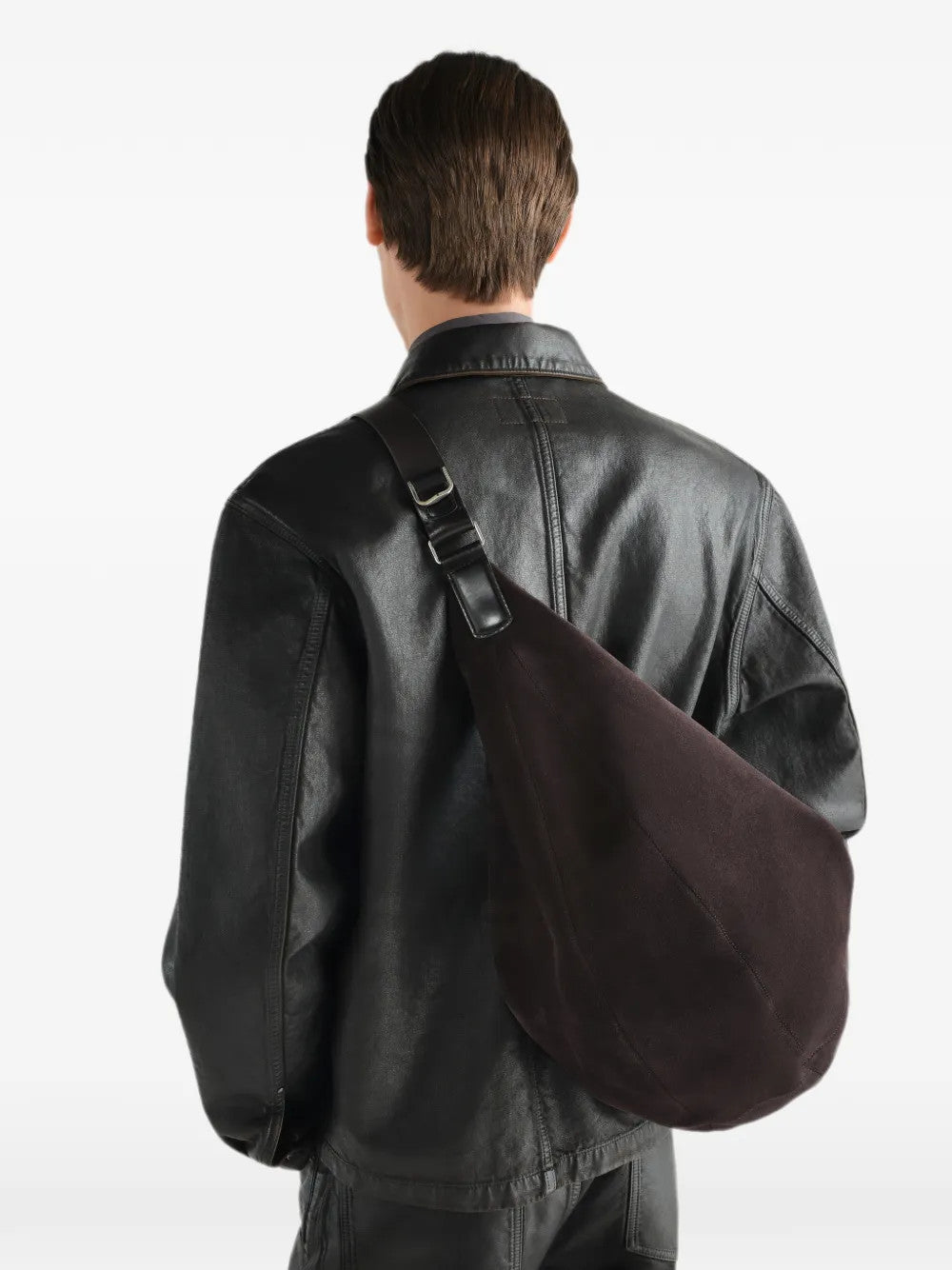Brown bag worn by a person, showing the bag fit