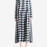 Navy dress, full body view