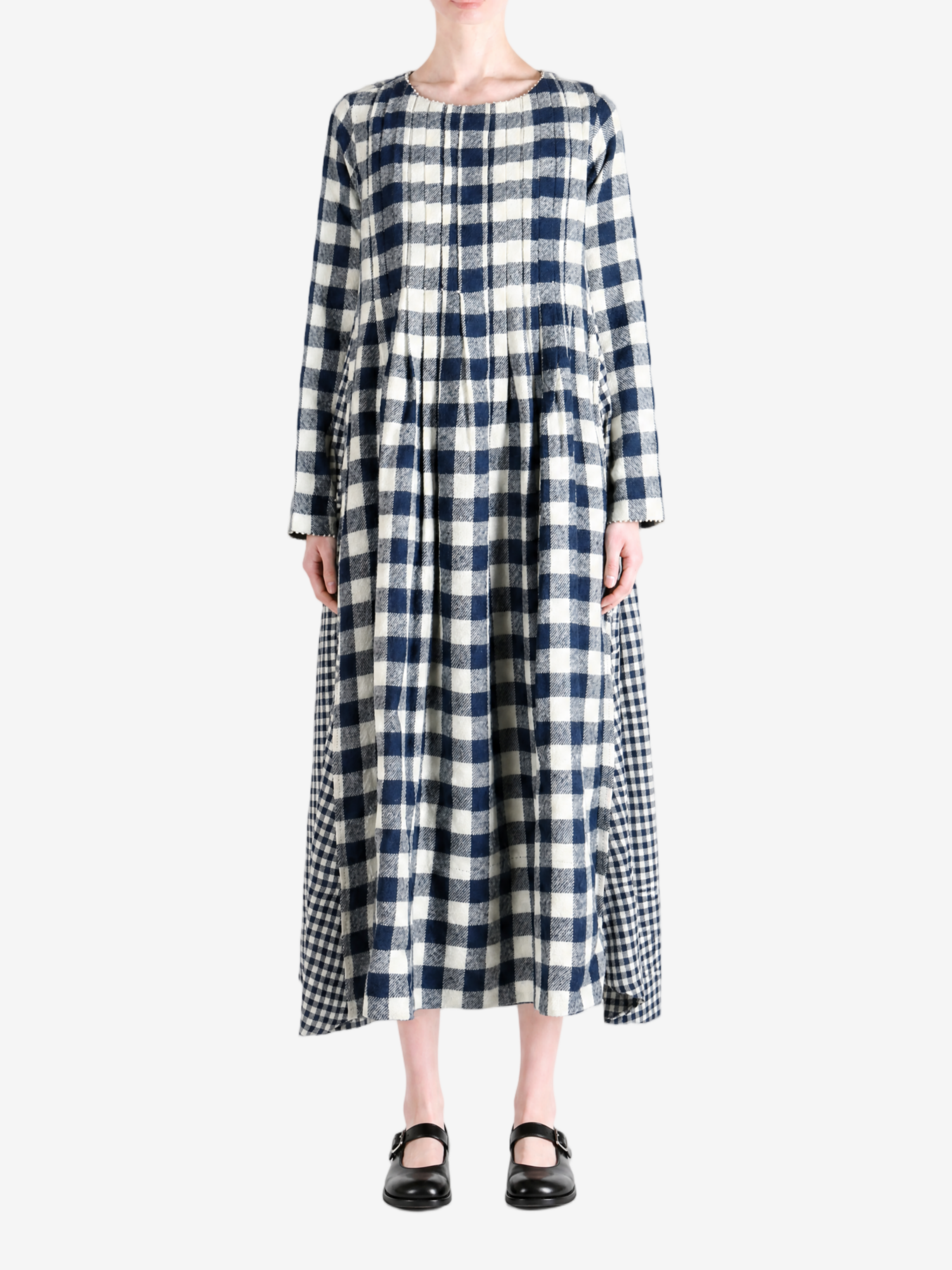 Navy dress, full body view