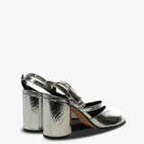 Silver sandals, side view