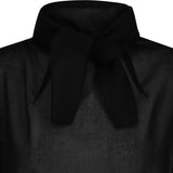 Close up of black top, showing texture of the polyester fabric
