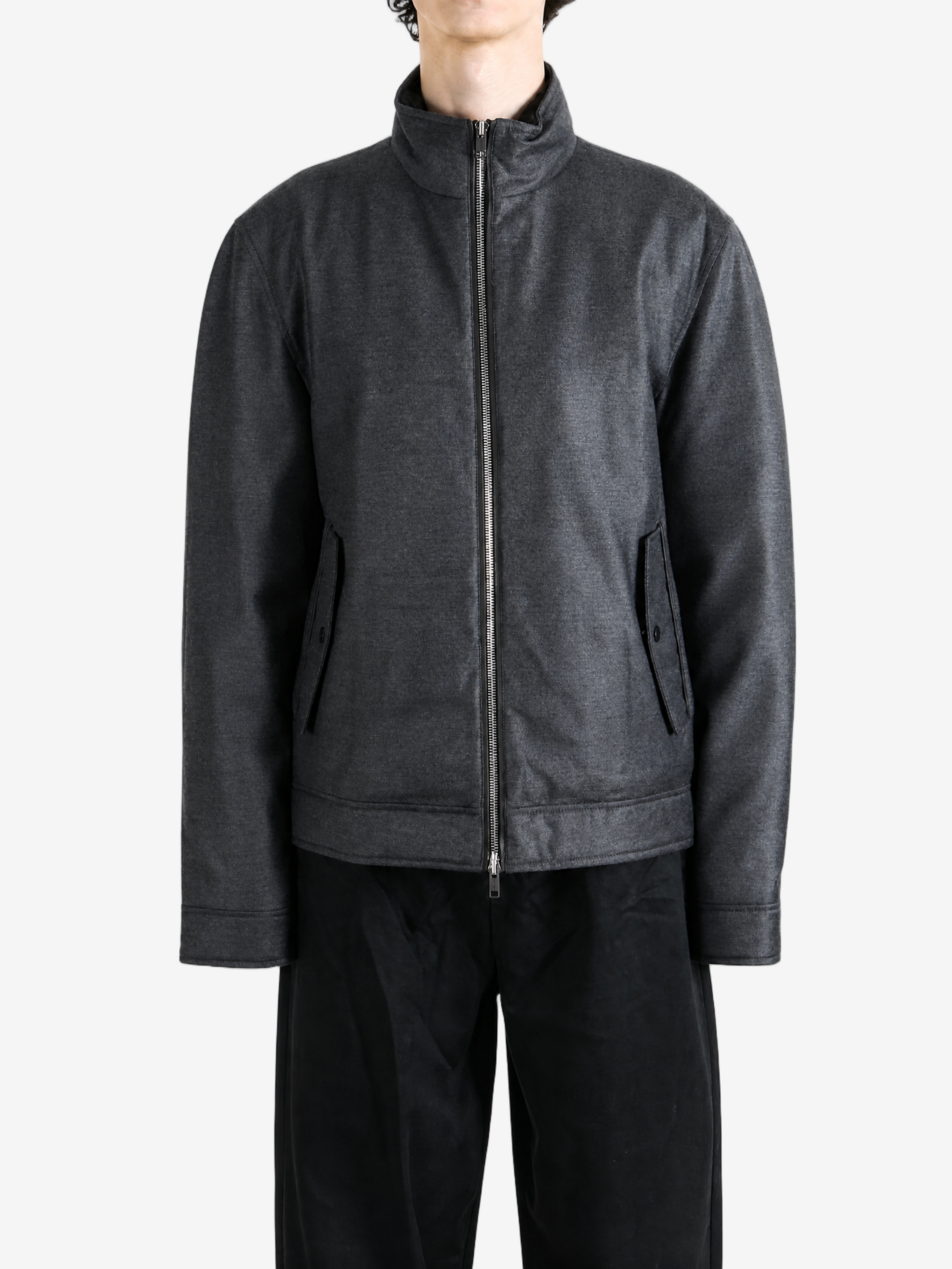 Grey jacket, full body view