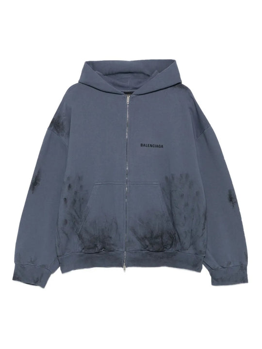 Blue hoodie, front view