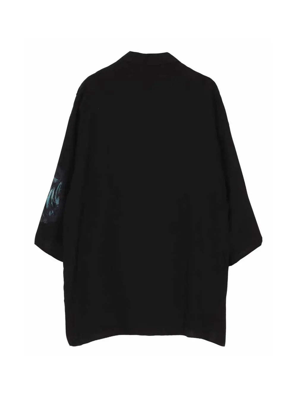 Black coat, back view showing relaxed fit