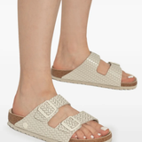White sandals, front view