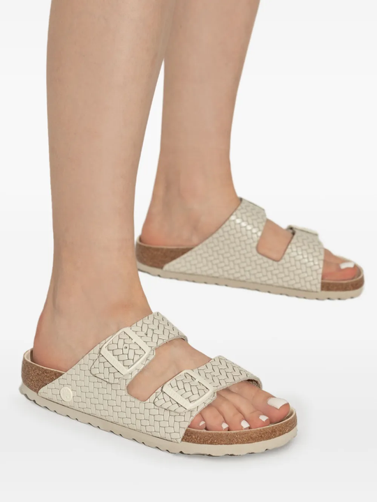 White sandals, front view