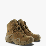 Tan boots, front view