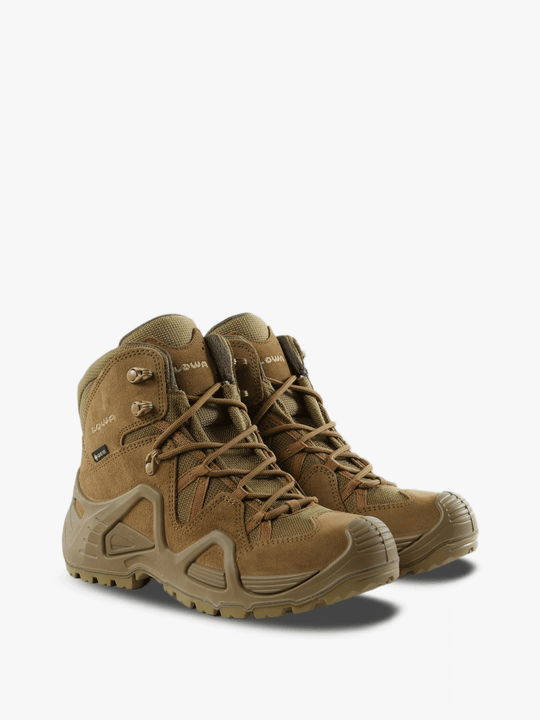 Tan boots, front view