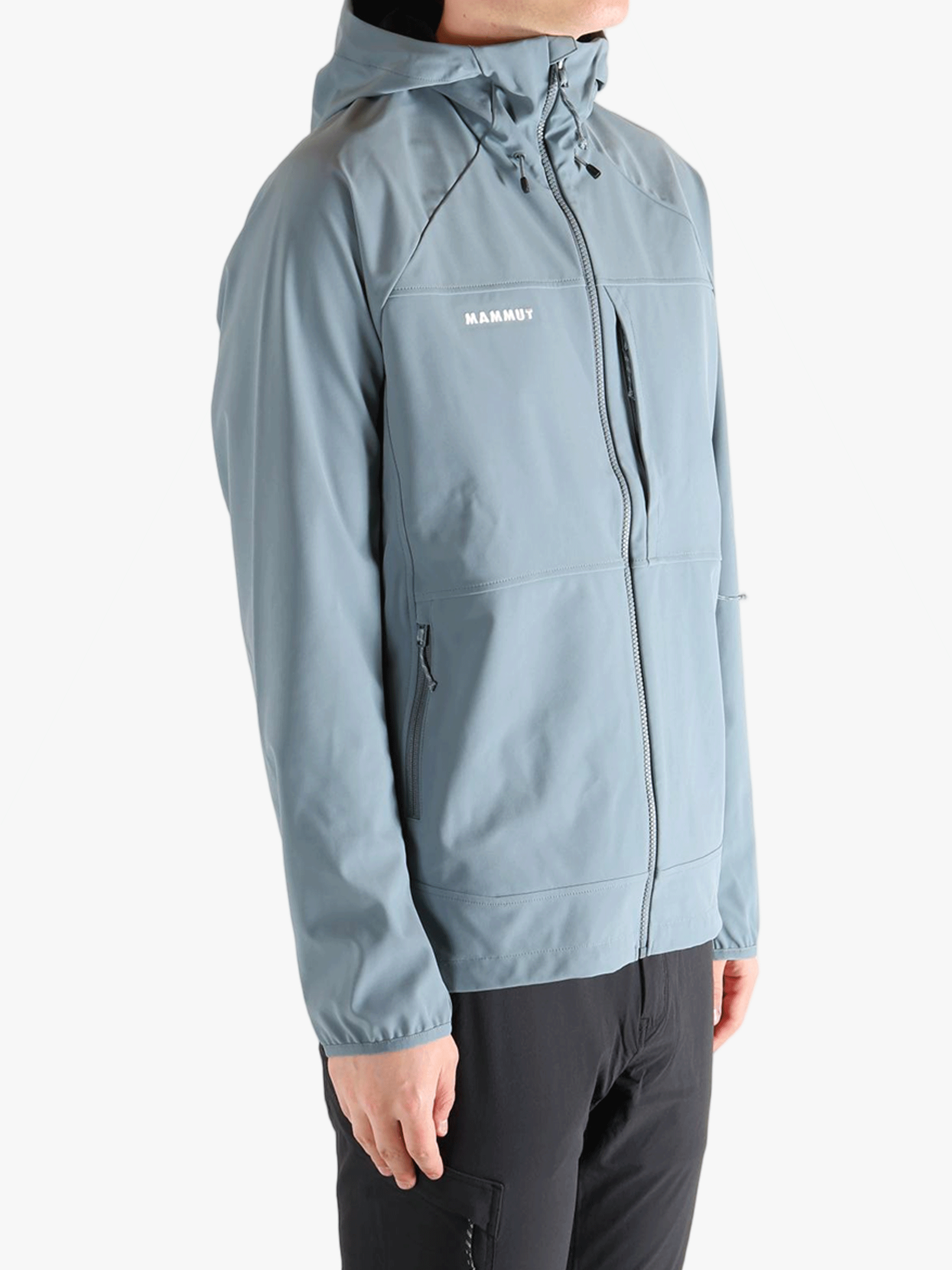 Blue jacket worn by a person, showing the jacket's fit