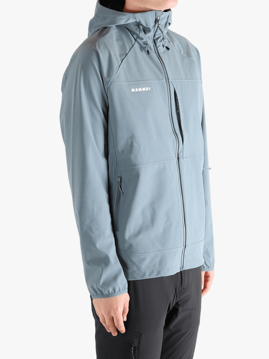Blue jacket worn by a person, showing the jacket's fit