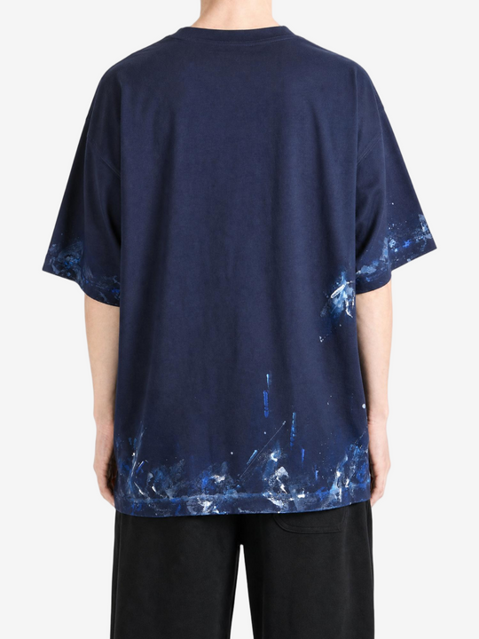 Navy t-shirt, full body view