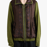 Green jacket worn by a person, showing the jacket fit