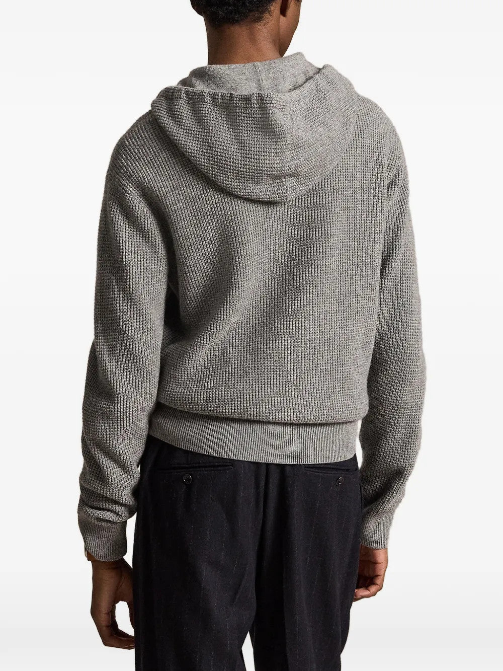 Grey knitwear, full body view
