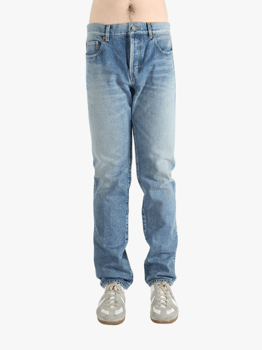 Blue jean worn by a person, showing the fit