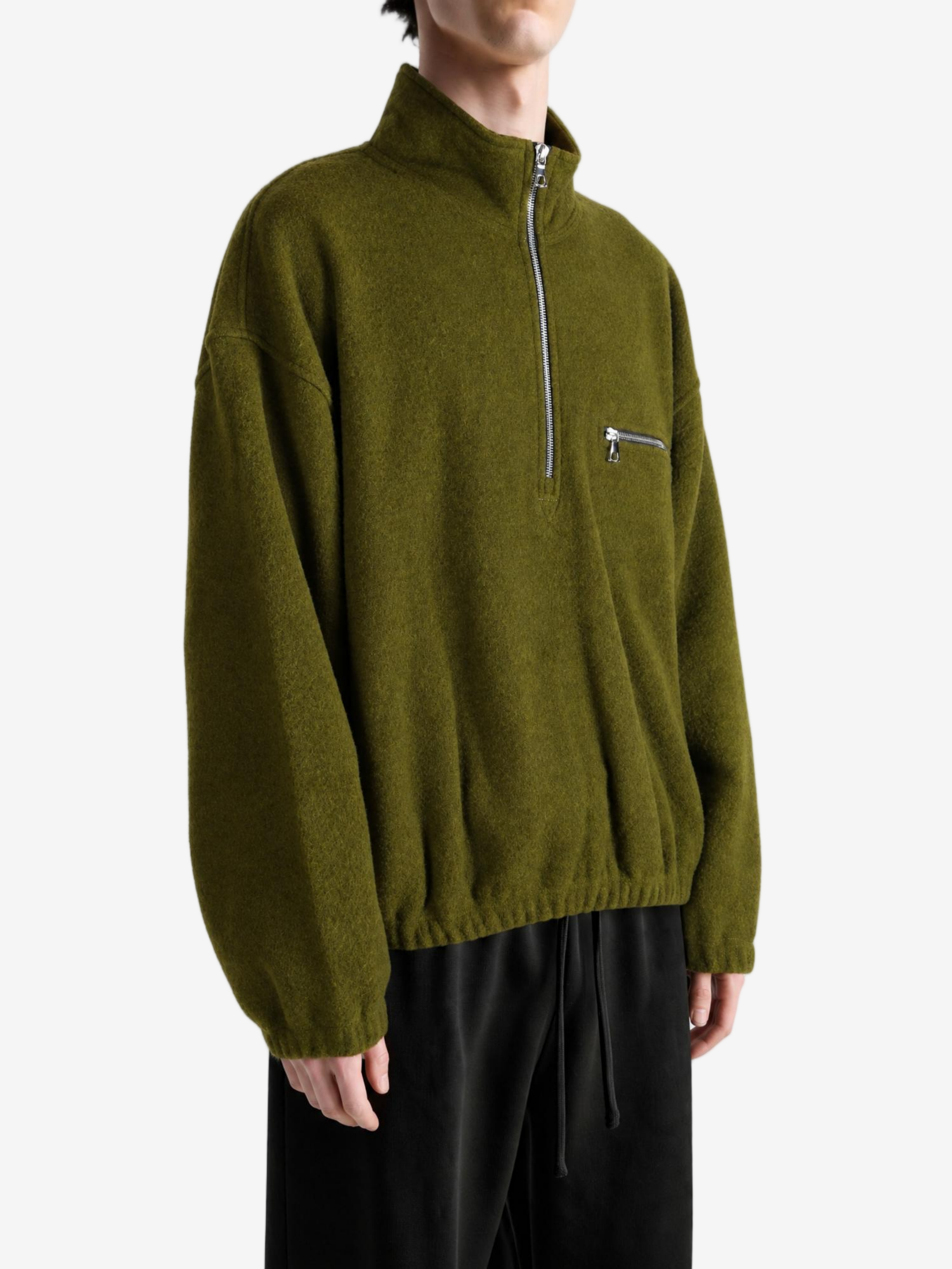 Green top, full body view