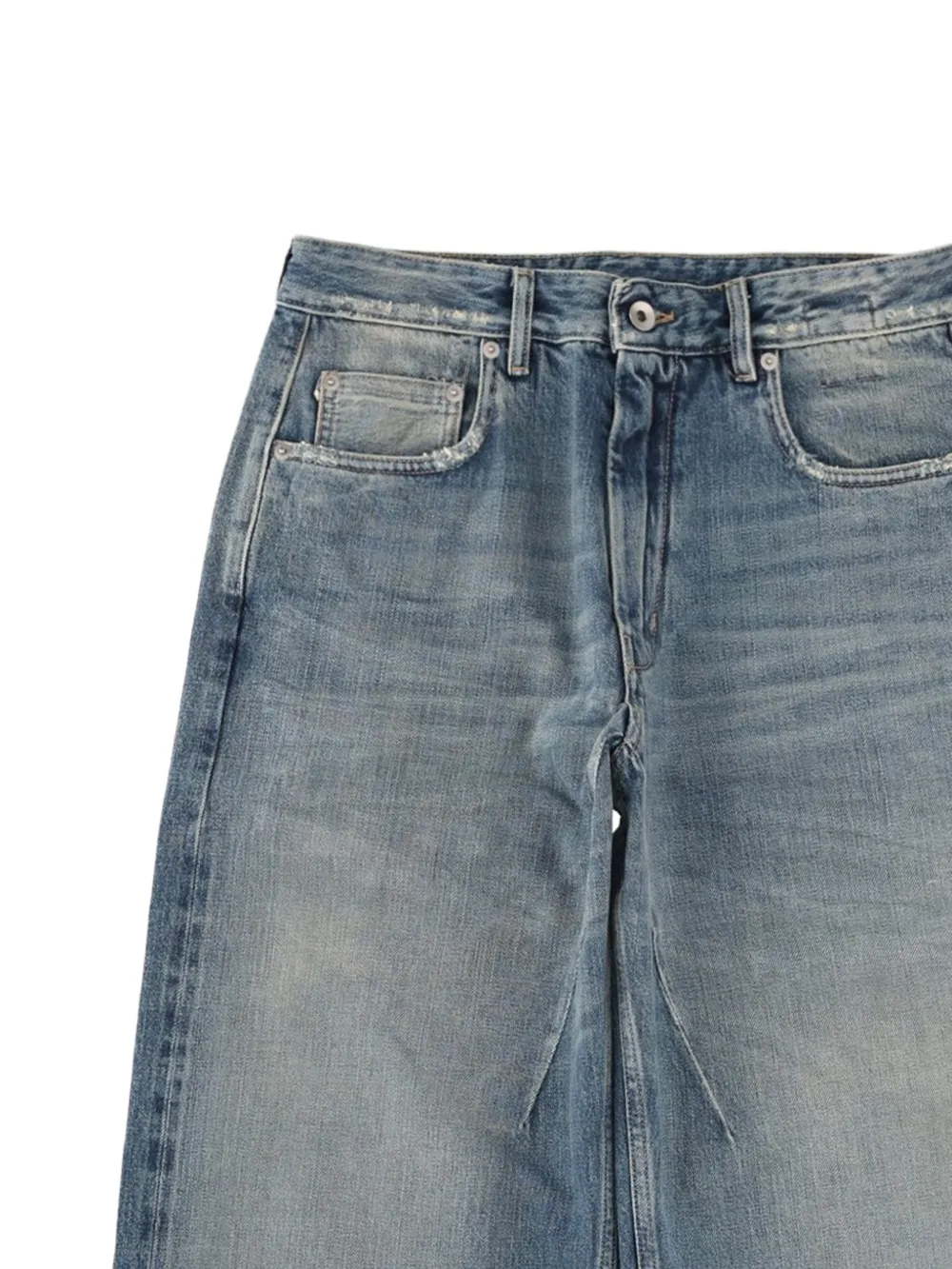 close up of blue jeans, showing texture of the cotton fabric