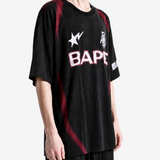 A BATHING APE - Men Heavy Wash Hand Draw Football Multi Logo Relaxed Fit Tee