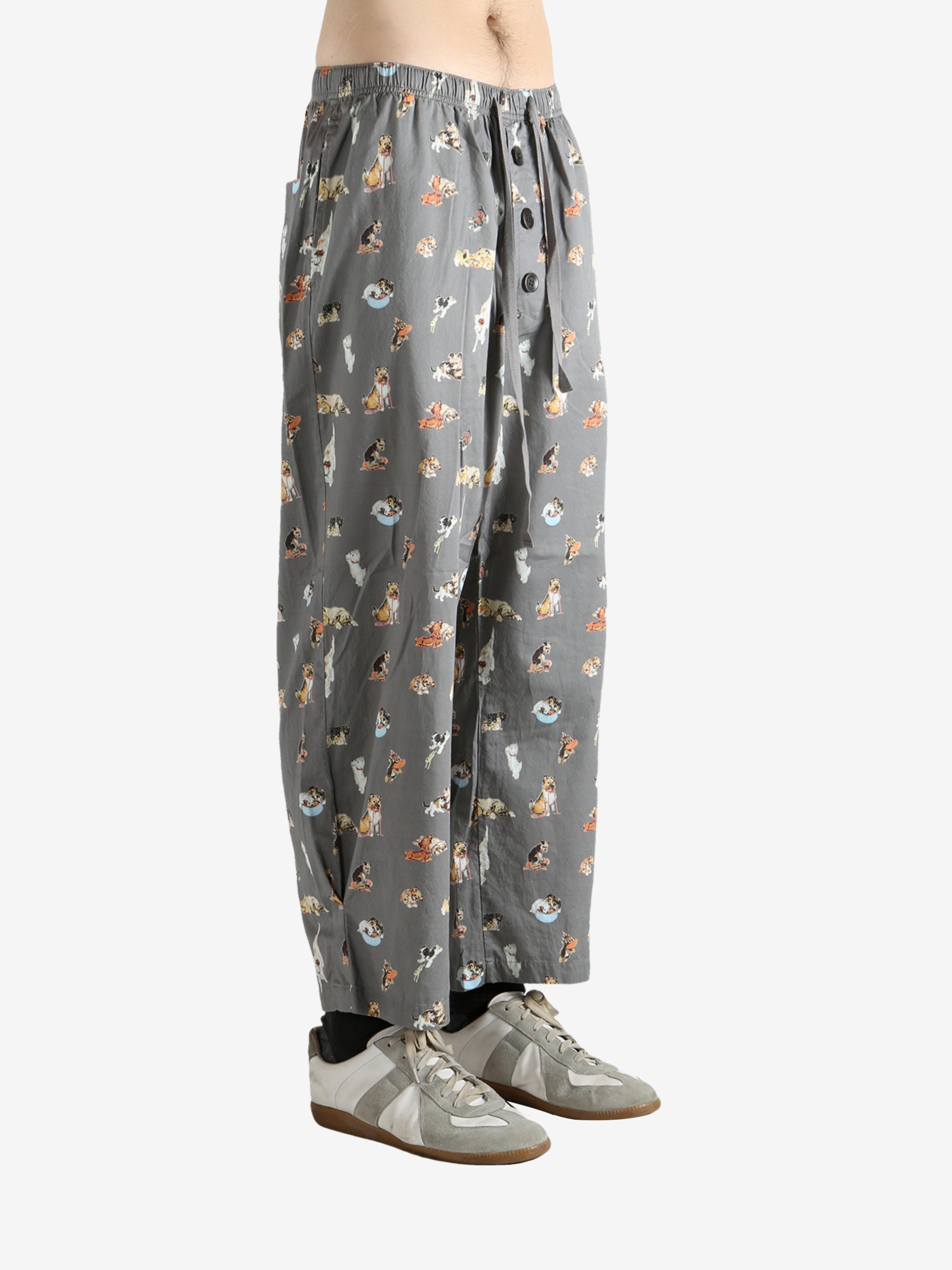 Grey pajama worn by a person, showing the pajama's fit