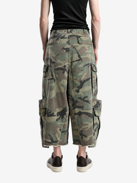 Green pants, full body view