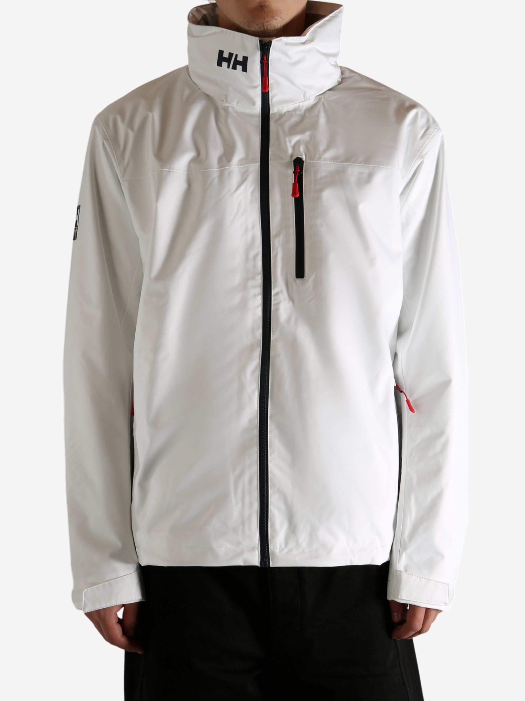 white jacket worn by a person, showing the jacket fit