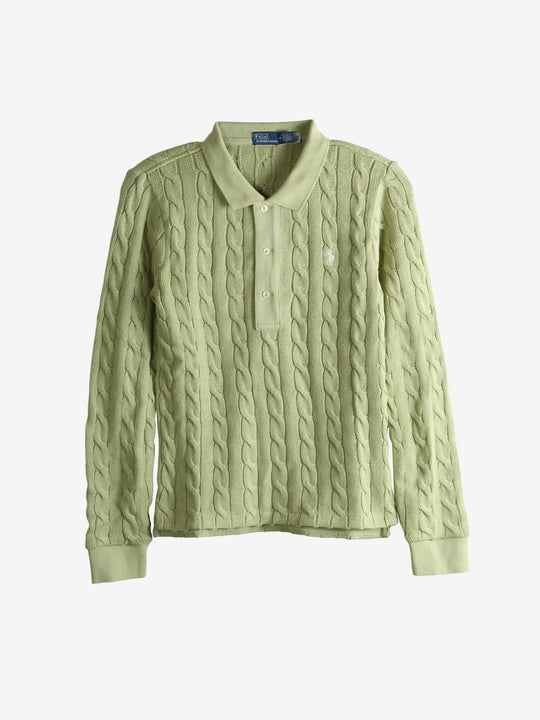 Green knitwear, front view