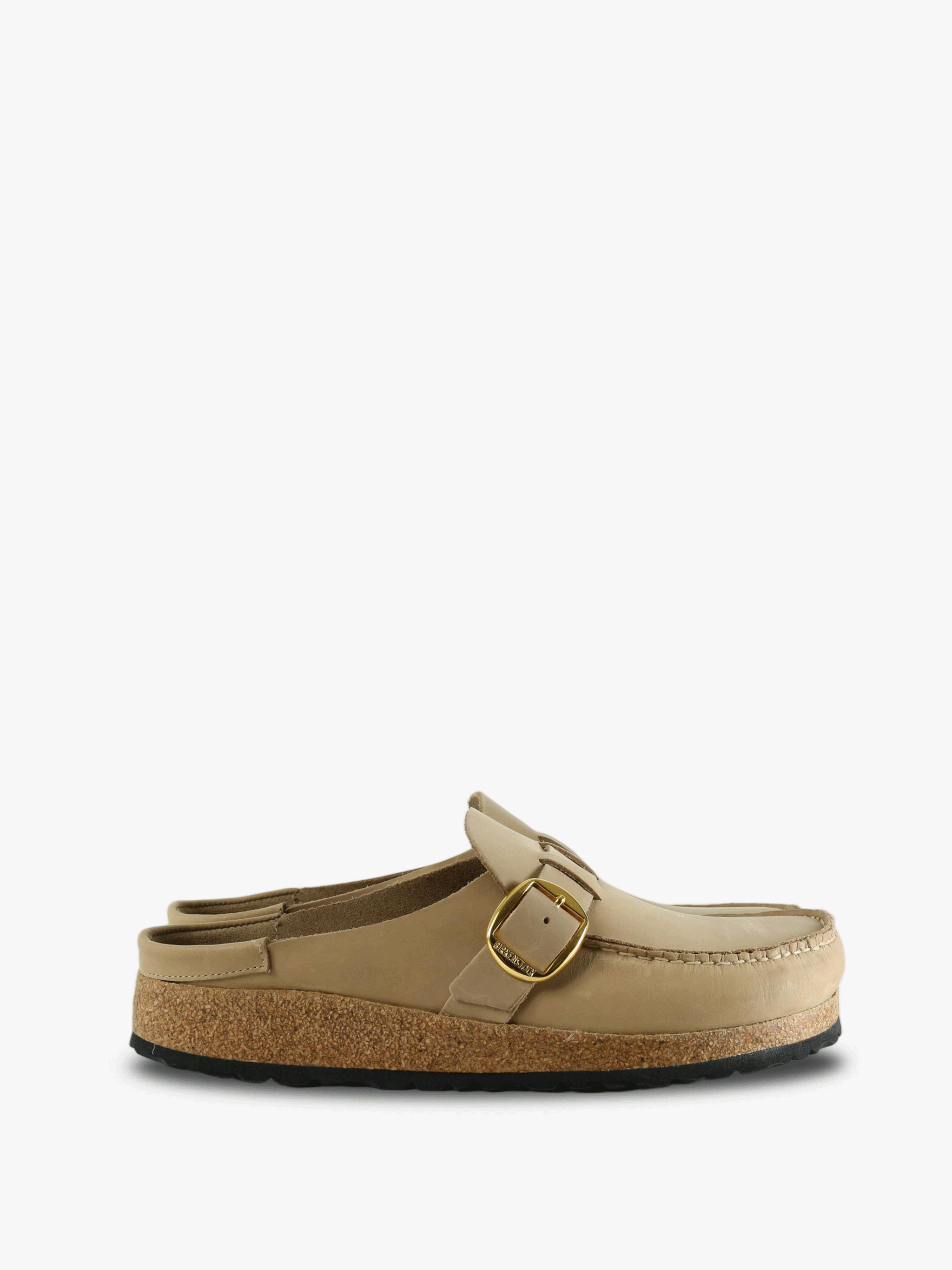 Tan sandals, side view