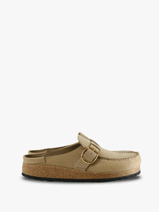 Tan sandals, side view