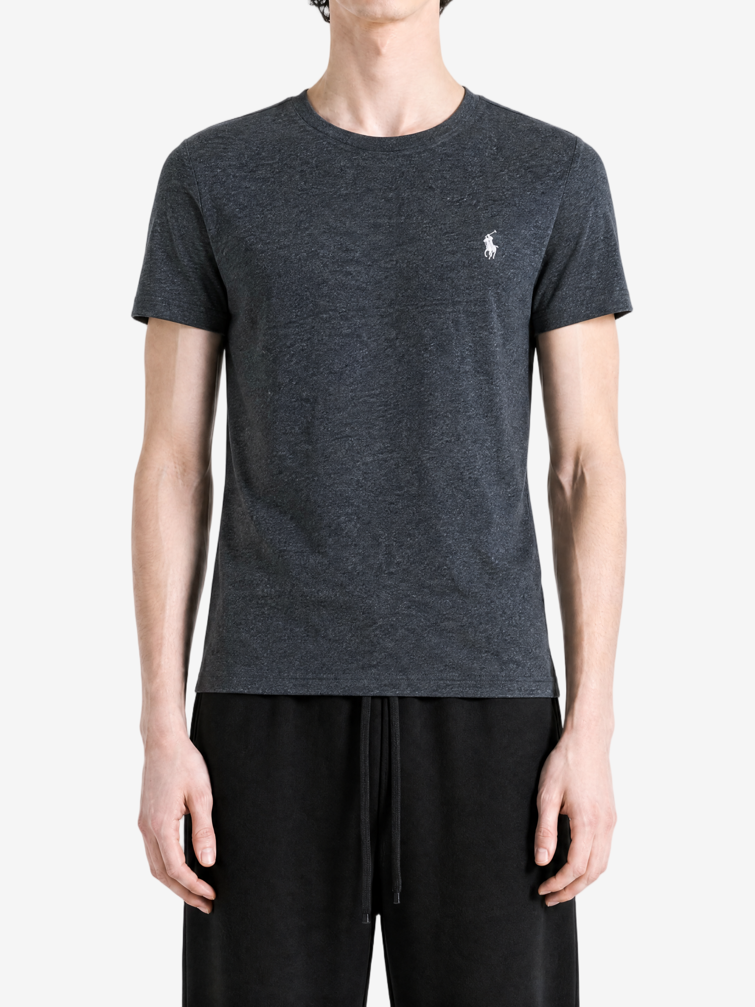 Grey t-shirt, full body view