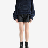 Navy jacket, full body view