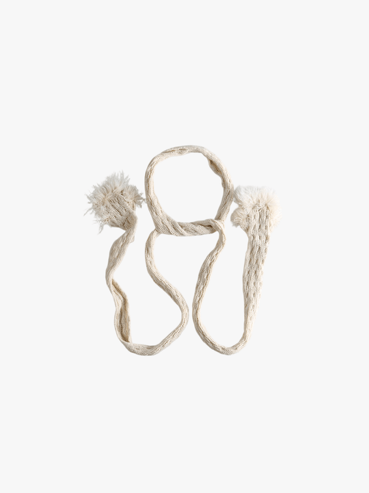 White scarves, back view