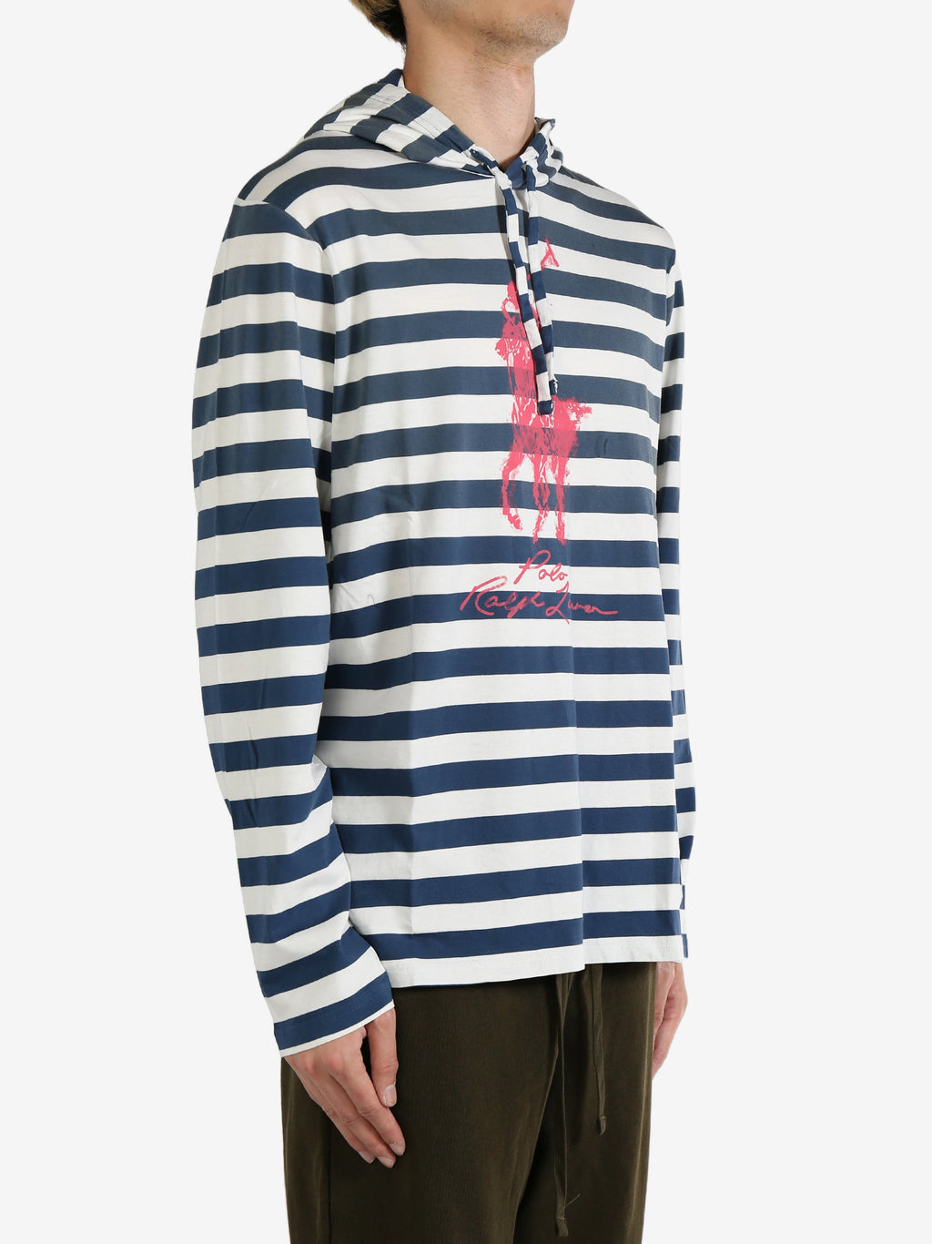 POLO RALPH LAUREN - Men Striped Big Pony Hooded T-Shirt