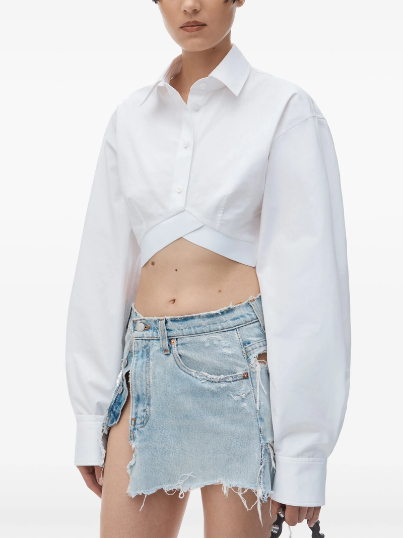 ALEXANDER WANG - Women White Logo Elastic Cropped Shirt