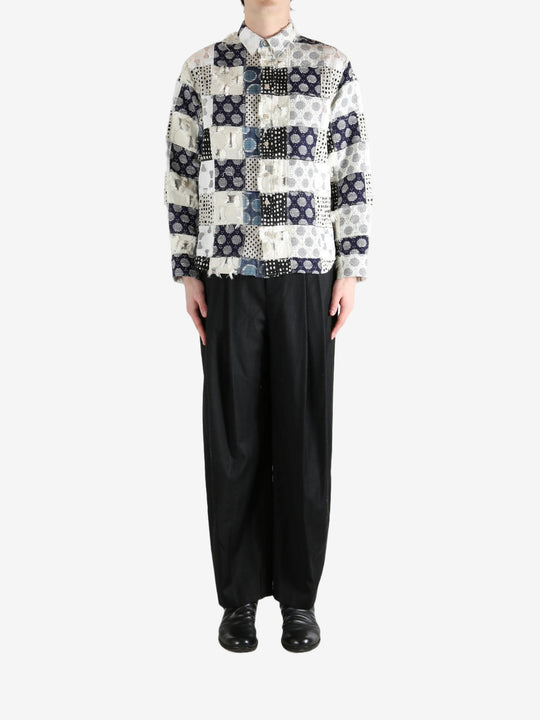 Blue shirt, full body view