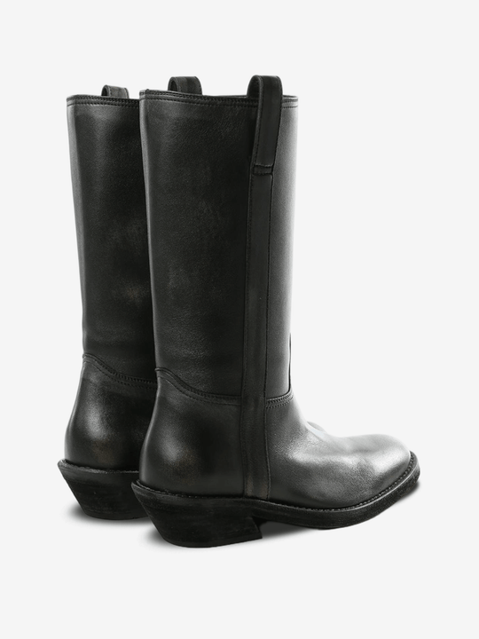 Black boot, back view