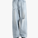 Blue pant worn by a person, showing the fit