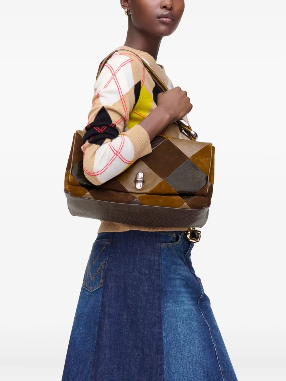 Brown bag worn by a person, showing the bag's fit