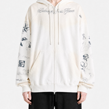 White hoodie, full body view