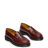 Burgundy shoes, front view
