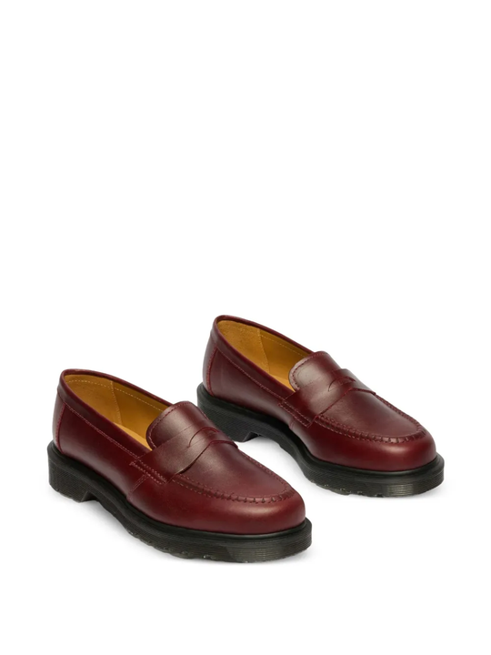Burgundy shoes, front view