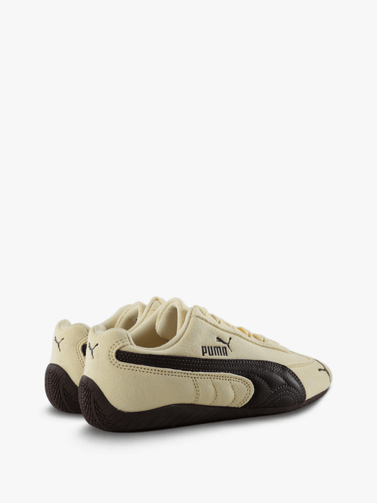 Tan shoes, side view