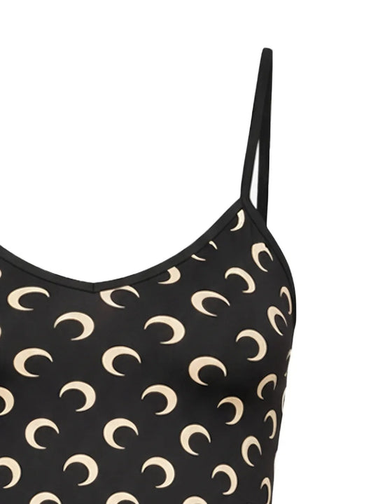 Close up of the black top, showing texture of the polyamide fabric